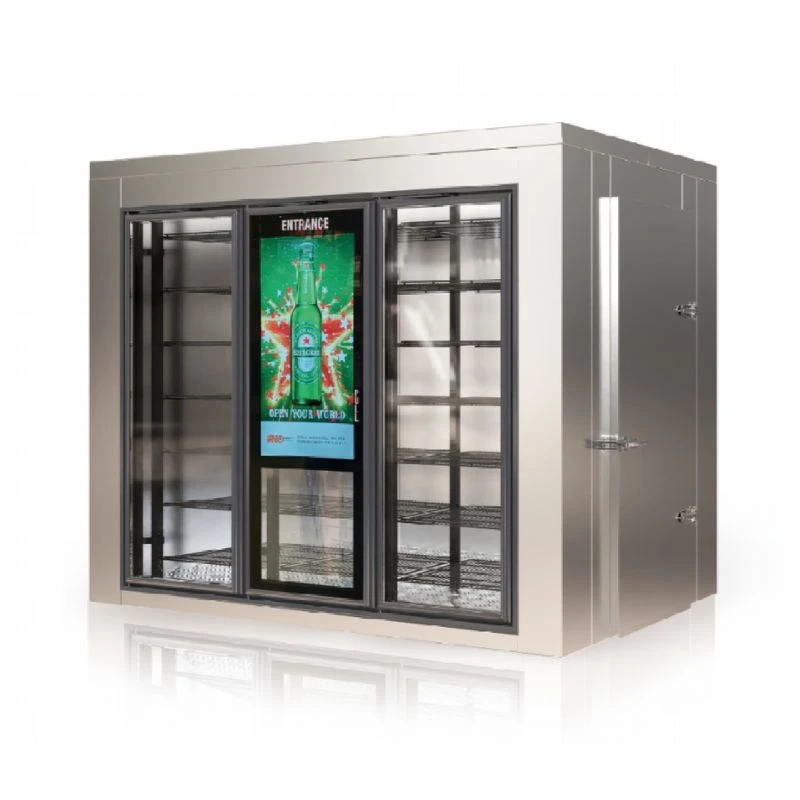 Puerta de cristal con logotipo LED integrada-